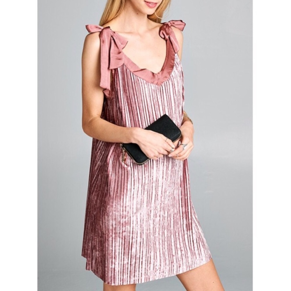 Gorgeous Velvet dress bow ties on both shoulders